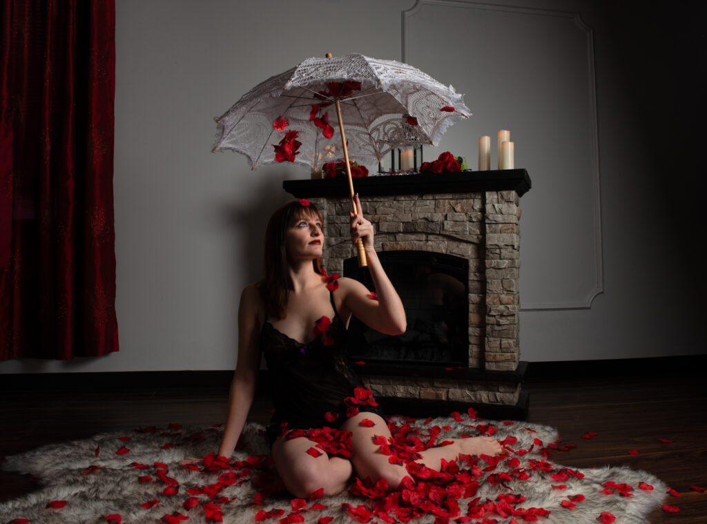 boudoir and rose petals